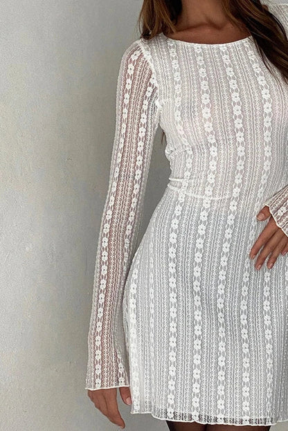 Elegant Lace Slim Long Sleeve Mini Dress