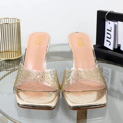 Summer Rhinestone Thin Heel High Sandals Luxury Designer 8.5Cm