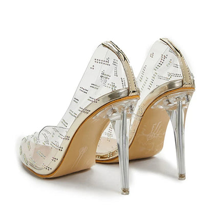 Rhinestone Pvc Clear Women Pumps Sandals