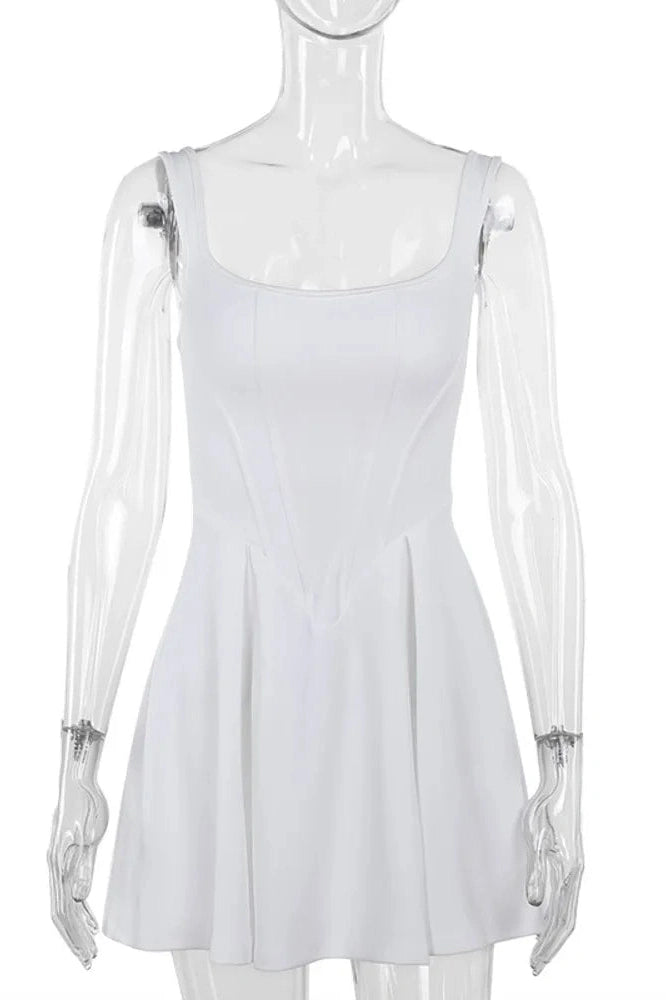 Elegant Square Neck Mini Dress
