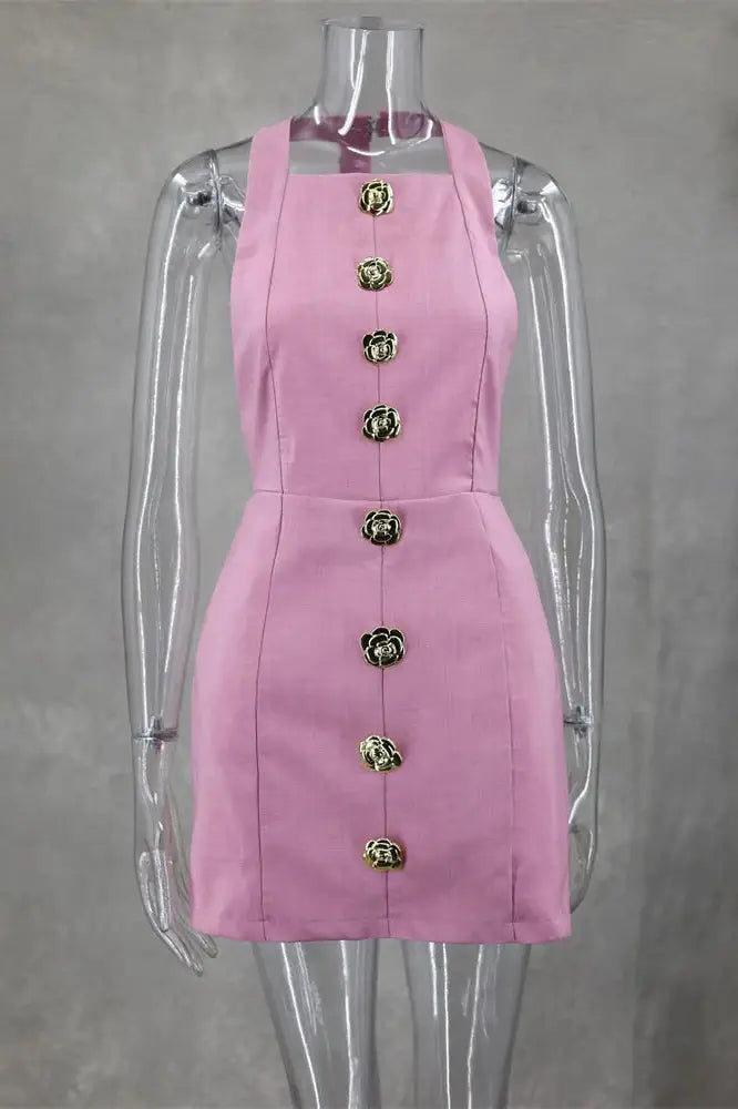 Backless Halter Mini Dress