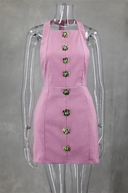 Backless Halter Mini Dress