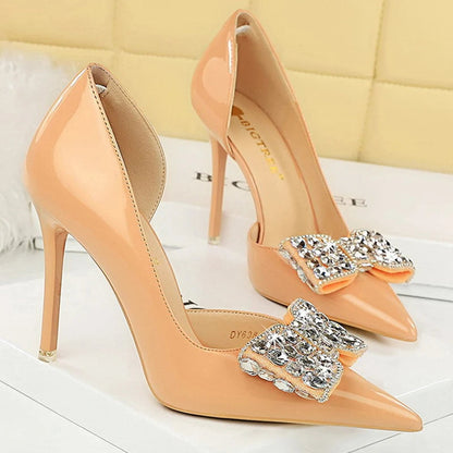 Rhinestone Women’s High Heel Pumps In Patent Leather