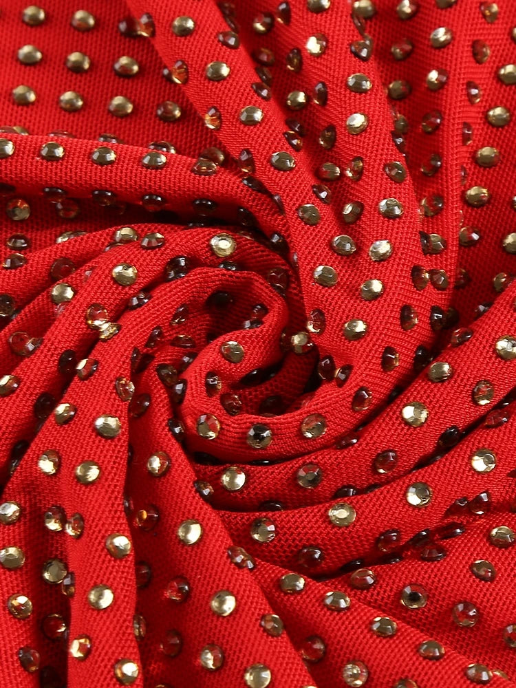 Althea Long Sleeve Mini Dress With Cowl Back Mesh And Rhinestones