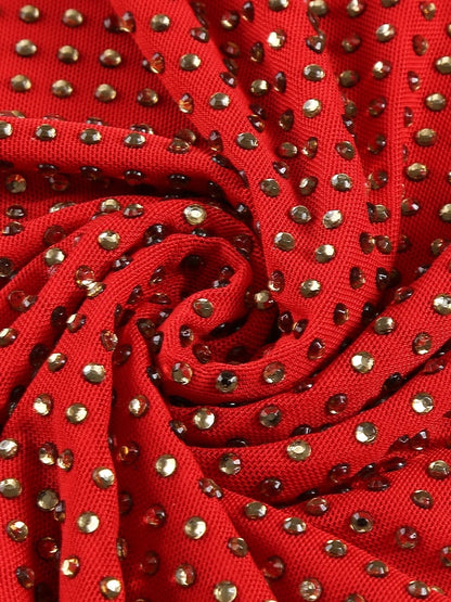 Althea Long Sleeve Mini Dress With Cowl Back Mesh And Rhinestones