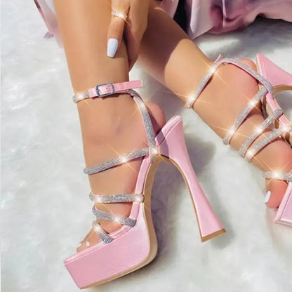 Pink Women Sexy 15Cm Super High Sandals - Heel