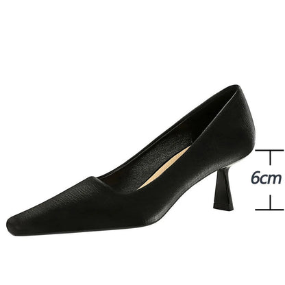 Spring Kitten Heels Square Head Women Pumps For Career Office Elegant Style