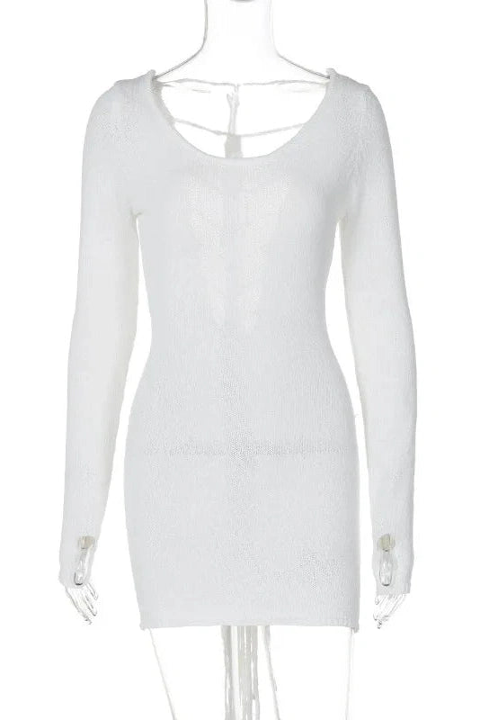 Slim Fit Backless Lace Up Mini Dress