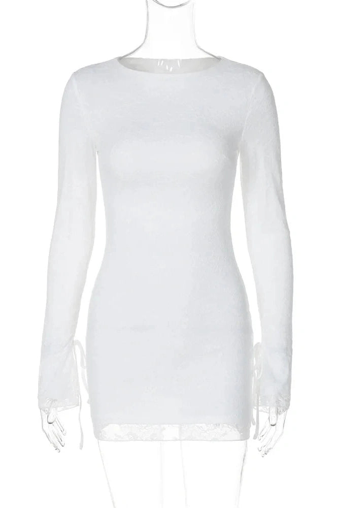 Elegant Patchwork Long Sleeve Mini Dress