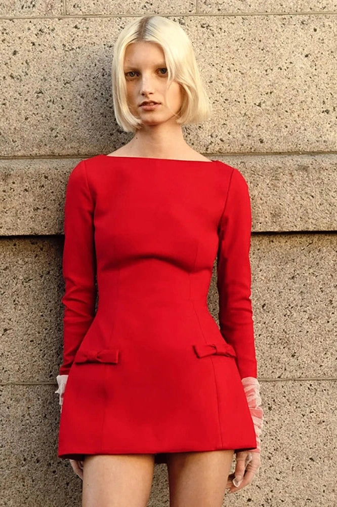 A-Line Mini Dress with Long Sleeves and High Waist BioBeautify A-Line Mini Dress with Long Sleeves and High Waist BioBeautify