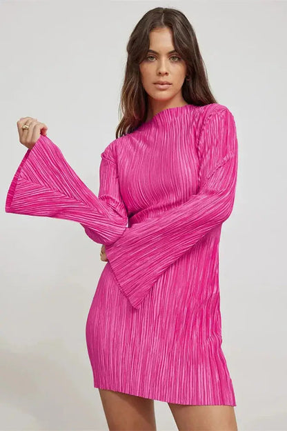 Slim Pleated Mini Dress