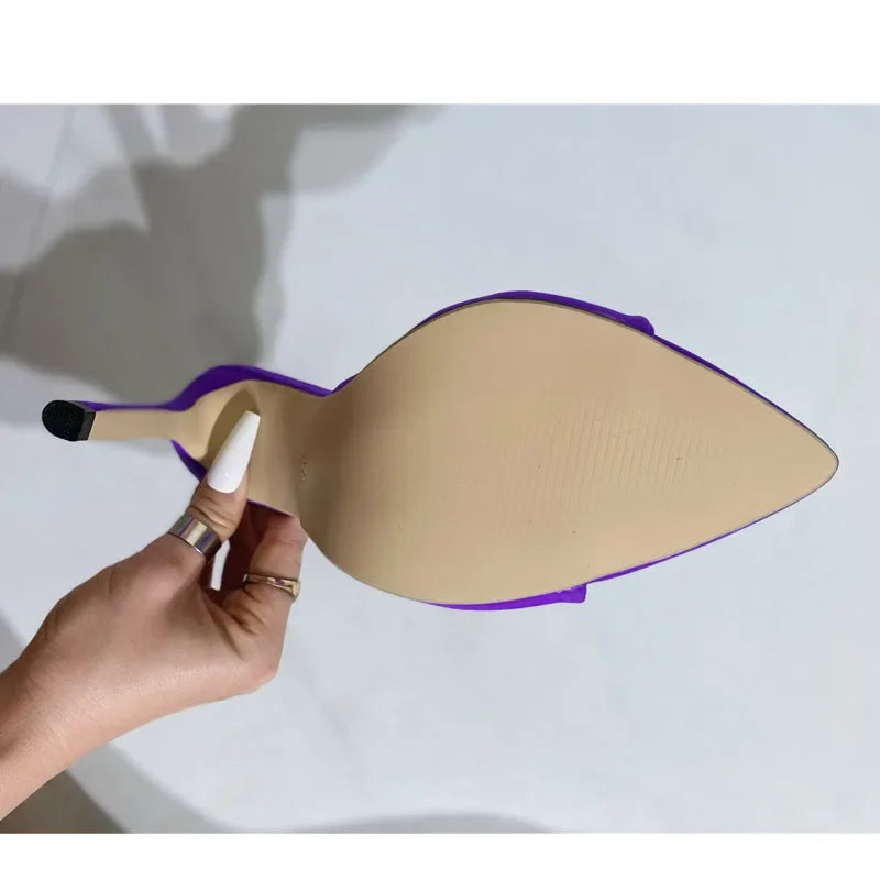 Summer Design Sexy Pleated Pointed Toe Women Slippers With Thin High Heels