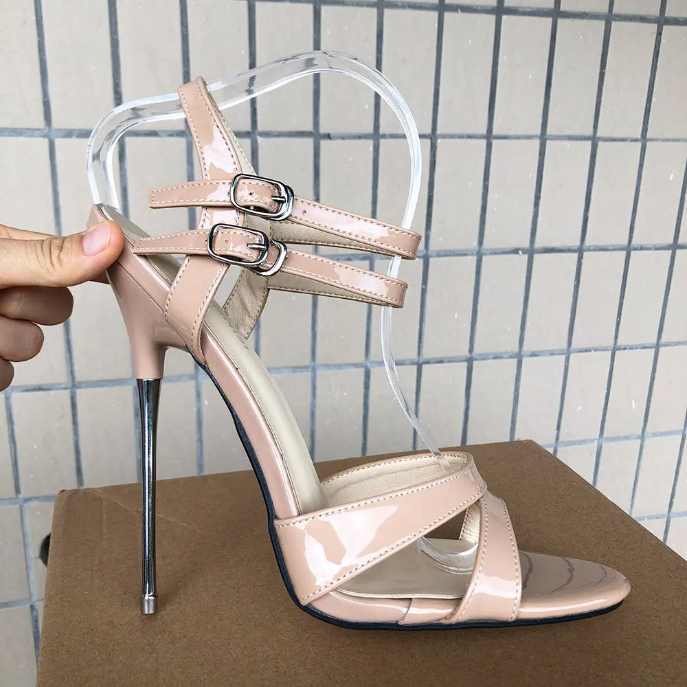 16Cm High Heel Nude Gladiator Sandals Pumps For Women
