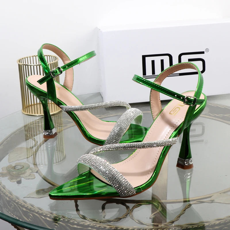 Elegant Green High Heel Shoes For Summer New Luxury Design