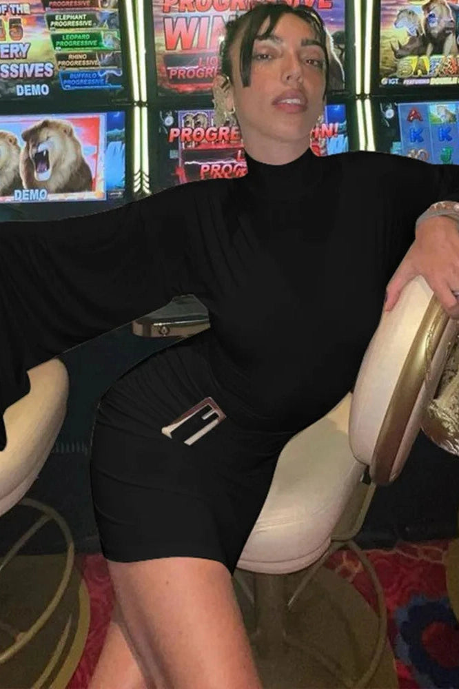 Elegant Long Sleeve Mini Dress