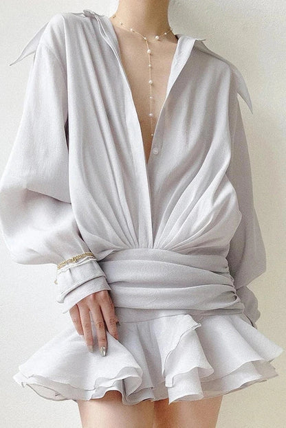 Elegant Pleated A-Line Mini Dress