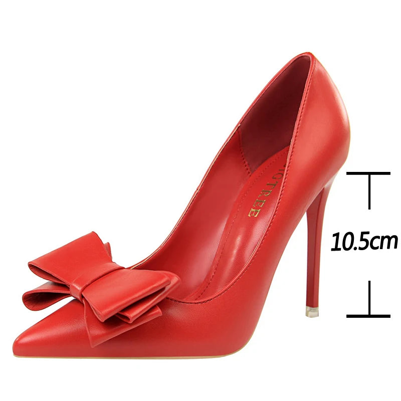 Bow Woman Pumps Sexy High Heels Stiletto Casual Office Shoes For Women