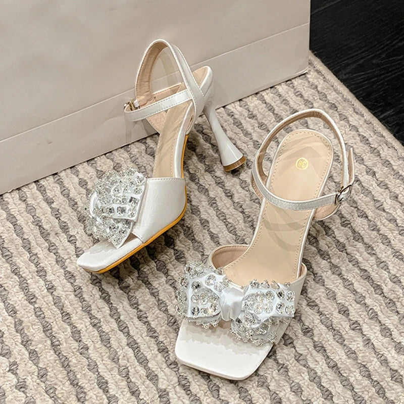 White Gladiator High Heel Sandals For Women 9Cm