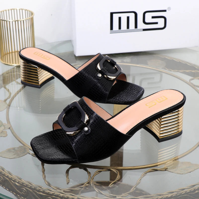 Women’s High-Heeled Summer Sandals With Square Buckle In New Plus Size