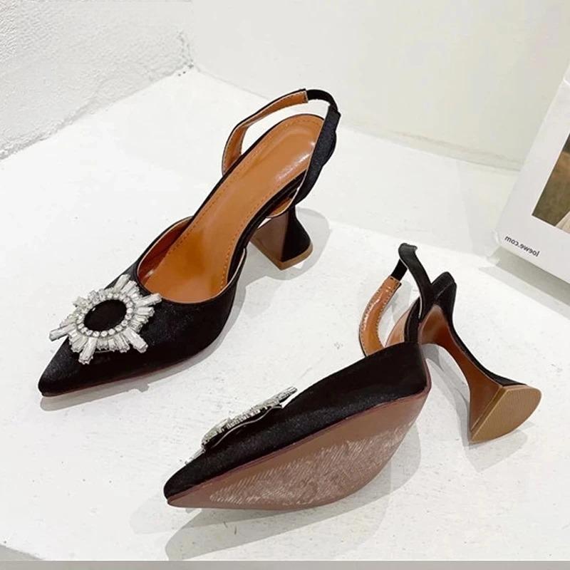 Silk Women Pumps With Crystal Strange Style High Heels For Autumn Black 1 / 35