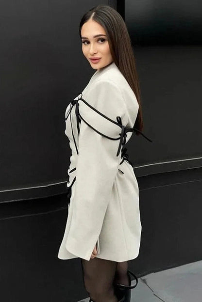Patchwork Long Sleeve Mini Dress