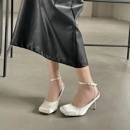 Square Toe Stiletto High Heel Pumps For Women