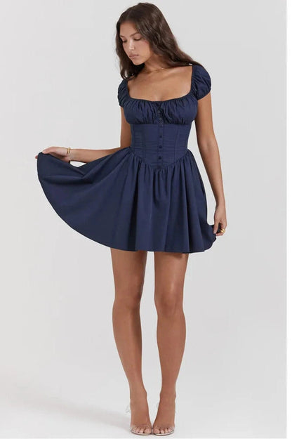 Elegant Slim Fit Square Neck Mini Dress