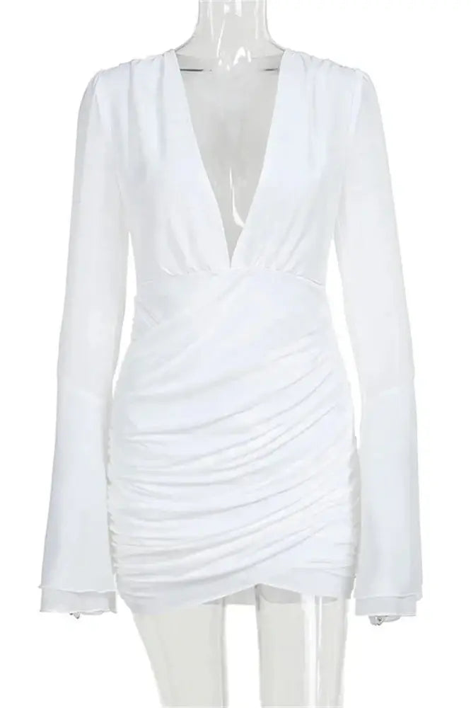 Mesh V-Neck Mini Dress