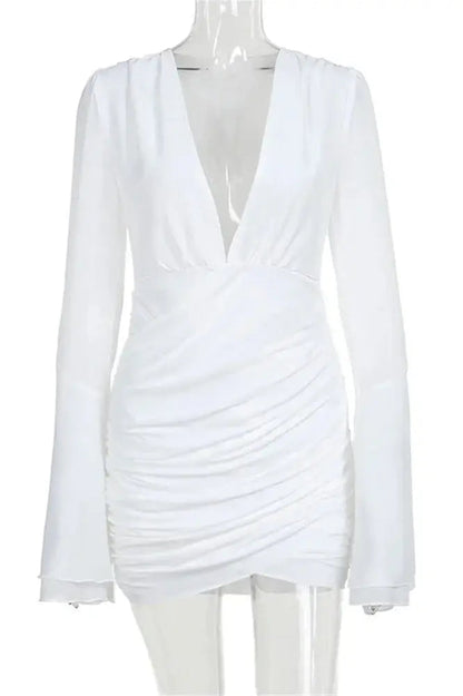 Mesh V-Neck Mini Dress