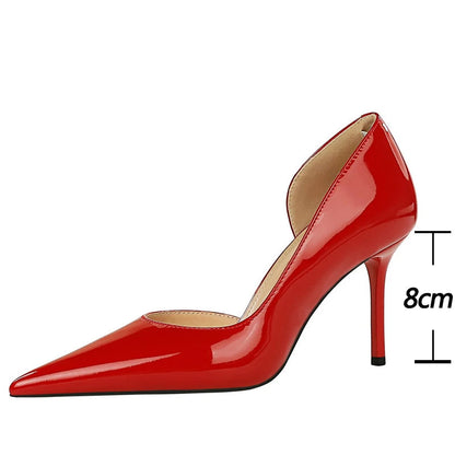 Patent Leather Stiletto Pumps - 8 Cm Heels Fashionable Party Shoes For Women