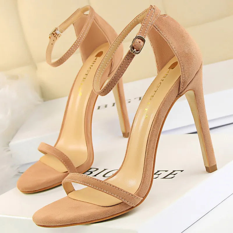 Suede Hollow High Heel Stiletto Sandals For Women