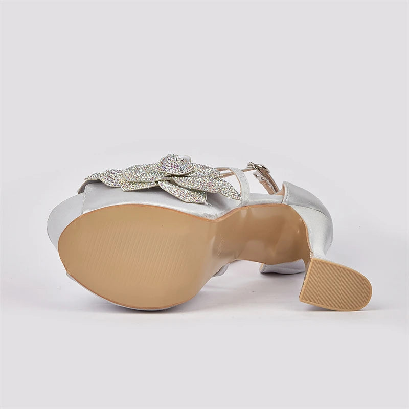 Crystal Flower Buckle Strap Women Sandals