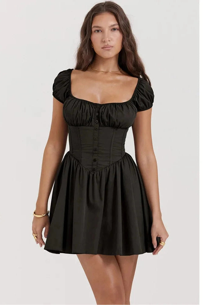 Elegant Slim Fit Square Neck Mini Dress