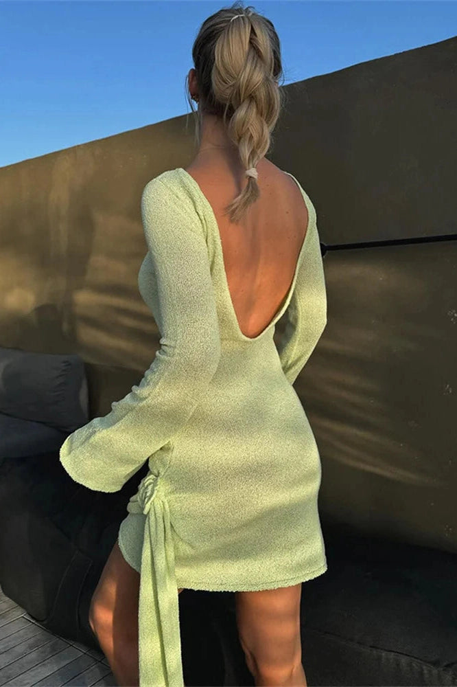 knee length dresses for ladies Sky Blue Stripe Patchwork Pleated High Waist Loose Mini Dress