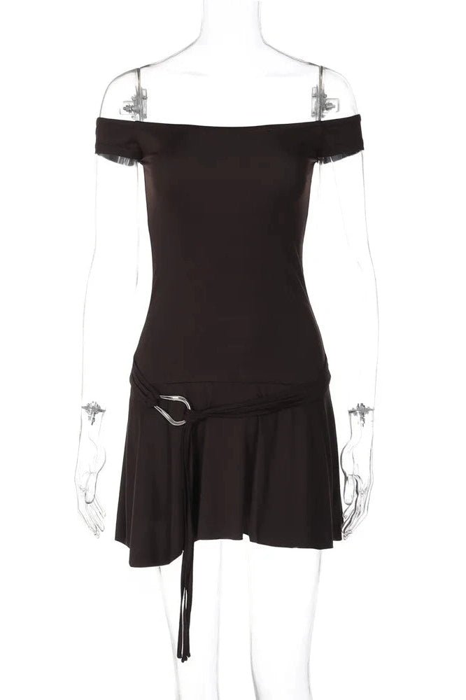 Off Shoulder Sleeveless Mini Dress