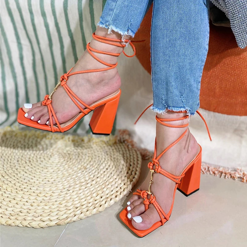 Fashion Pinch Narrow Band Women Sandal Gladiator High Heels