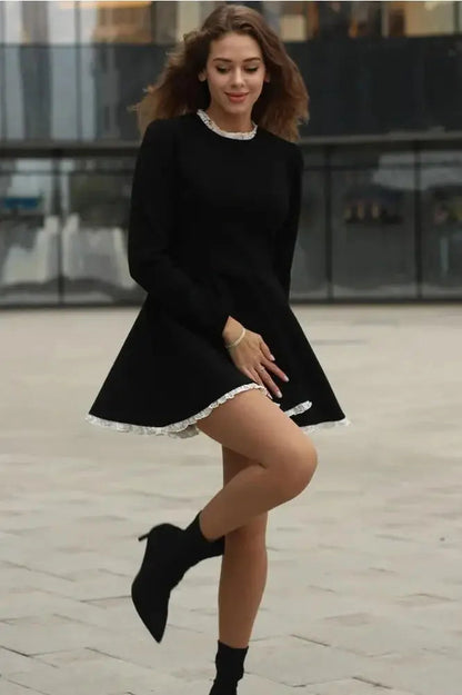 Patchwork High Waist Mini Dress