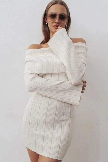 Off Shoulder Long Sleeve Bodycon Mini Dress