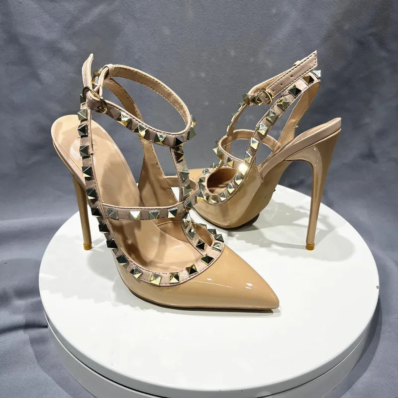 Designer Spike Rivets High Heel Gladiator Sandals For Women