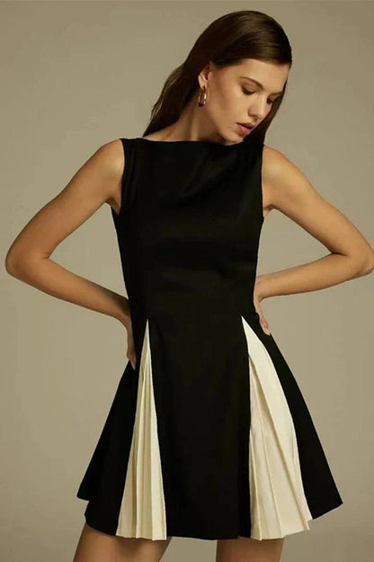 Sleeveless A-Line Mini Dress With High Waist Straps Image Color / Xl