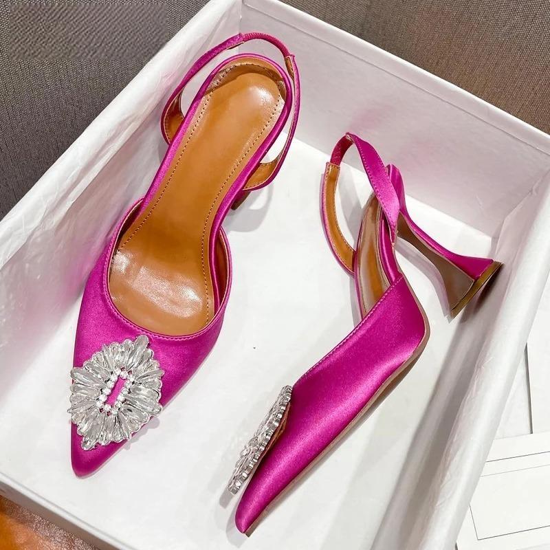 Silk Women Pumps With Crystal Strange Style High Heels For Autumn
