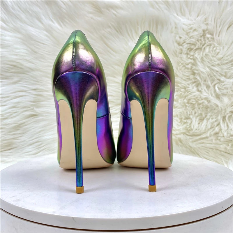 Silver Shiny Pointy Toe High Heel Wedding Party Bridemaids Shoes