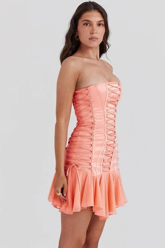 Lace Up Backless Sleeveless Mini Dress