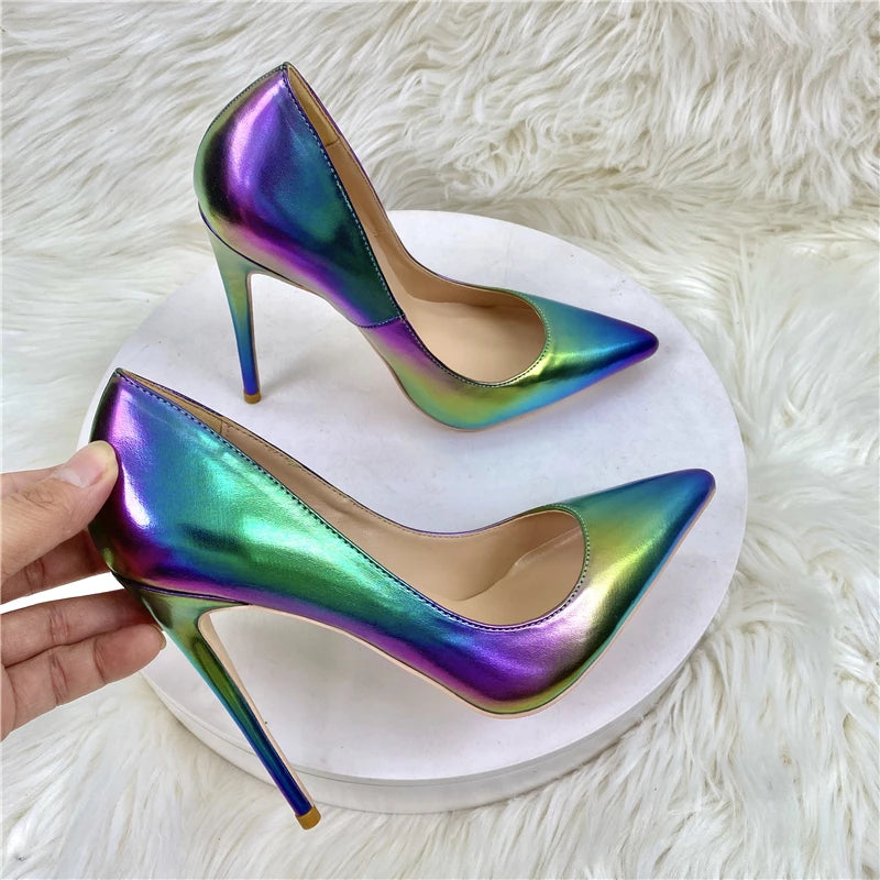 Silver Shiny Pointy Toe High Heel Wedding Party Bridemaids Shoes