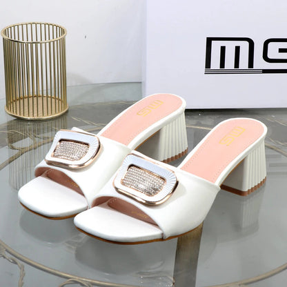 Metal Square Buckle Slippers For Plus Size Women Perfect Summer