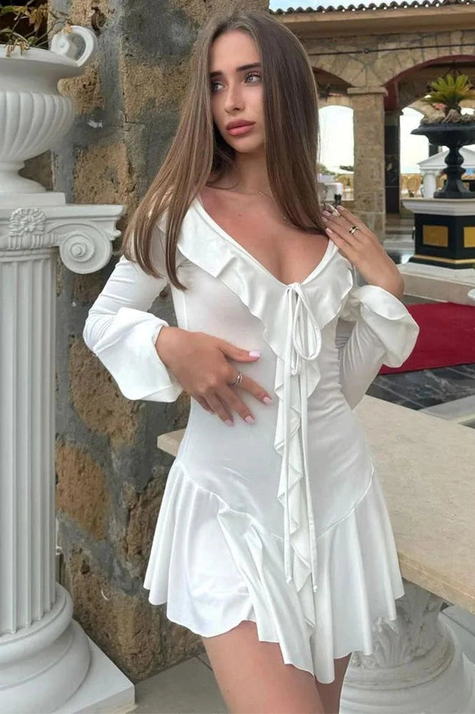 Lace Up Slim Fit High Waist Mini Dress