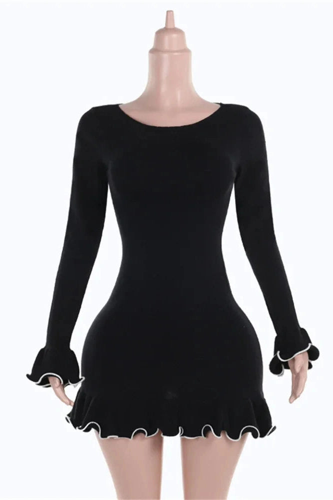 Slim Patchwork High Waist Mini Dress