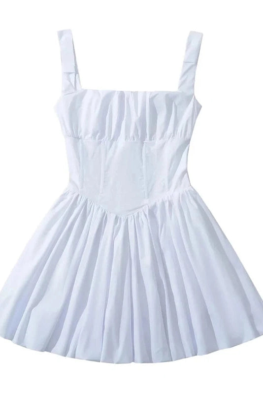 Square Neck High Waisted Backless Mini Dress