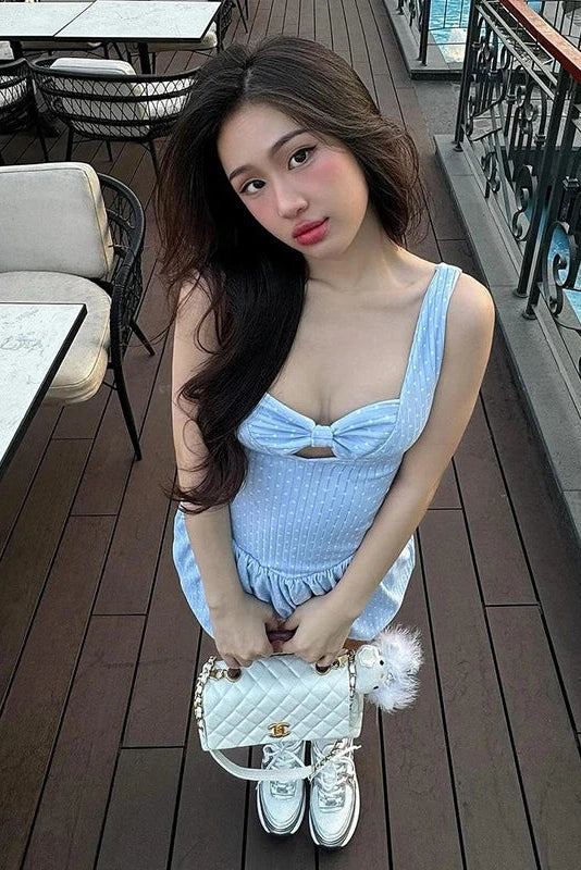 Lace-Up Backless Sleeveless Mini Dress