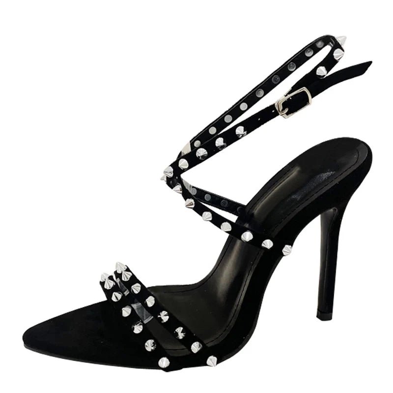 Metal Rivet Ankle Strap Sandals For Women